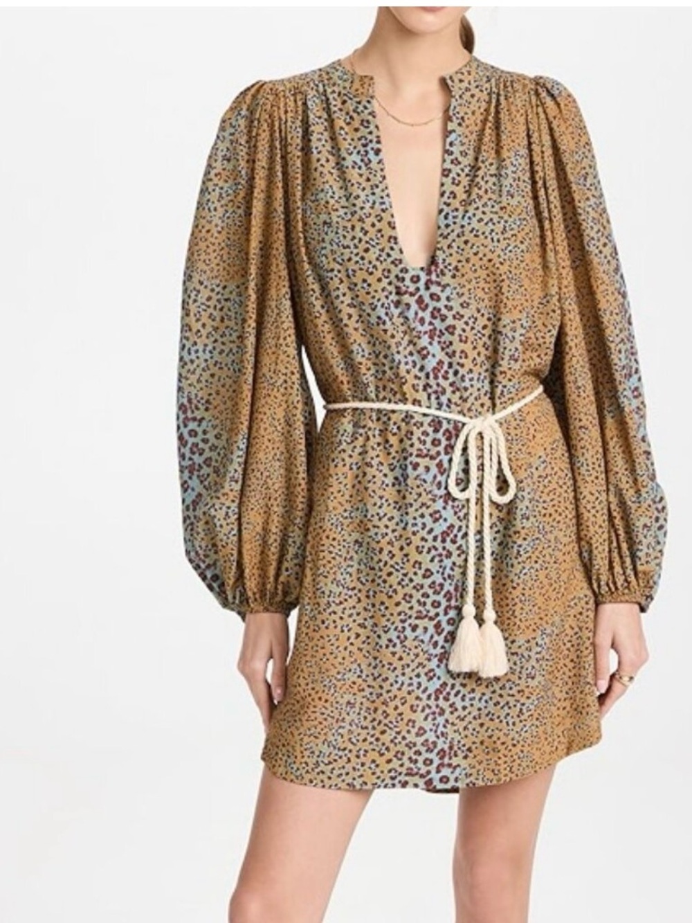 Ulla Johnson Brown and Blue Leopard-Print Sheer Swim Coverup